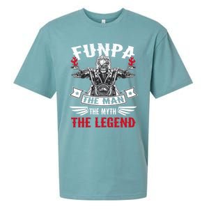 Biker Grandpa Gift Funpa The The Myth The Legend Motorcycle Gift Sueded Cloud Jersey T-Shirt