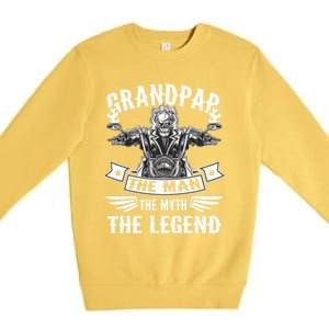 Biker Grandpa Gift Grandpap The Myth The Legend Motorcycle Funny Gift Premium Crewneck Sweatshirt