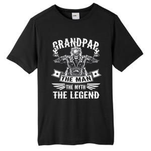 Biker Grandpa Gift Grandpap The Myth The Legend Motorcycle Funny Gift Tall Fusion ChromaSoft Performance T-Shirt