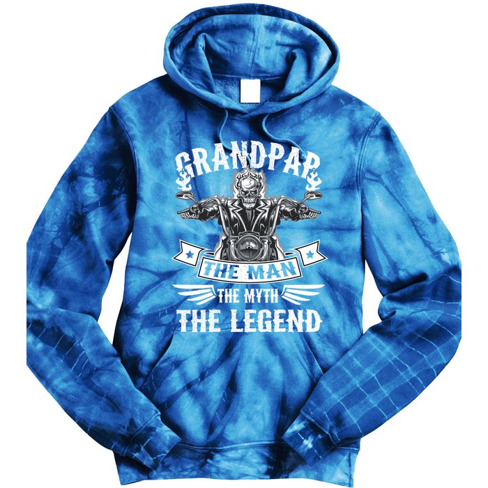 Biker Grandpa Gift Grandpap The Myth The Legend Motorcycle Funny Gift Tie Dye Hoodie