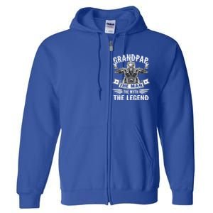 Biker Grandpa Gift Grandpap The Myth The Legend Motorcycle Funny Gift Full Zip Hoodie