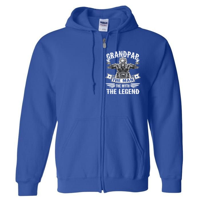 Biker Grandpa Gift Grandpap The Myth The Legend Motorcycle Funny Gift Full Zip Hoodie