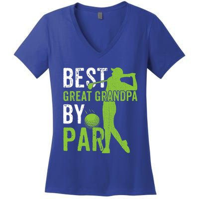 Best Great Grandpa By Par FatherS Day Golfing Funny Gift Women's V-Neck T-Shirt