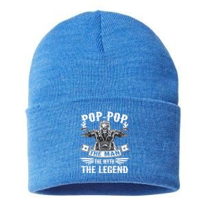 Biker Grandpa Gift Popgiftpop The Myth The Legend Motorcycle Gift Sustainable Knit Beanie