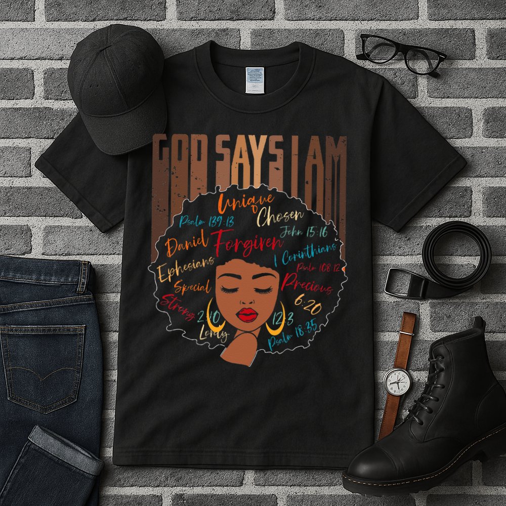 Black Girl God Says I Am Black Melanin History Month Pride Tall T-Shirt