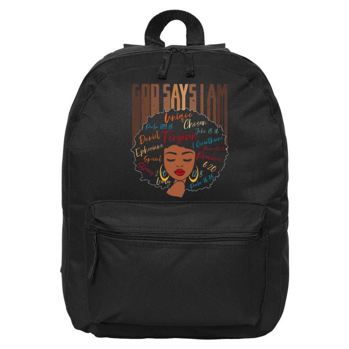 Black Girl God Says I Am Black Melanin History Month Pride 16 in Basic Backpack