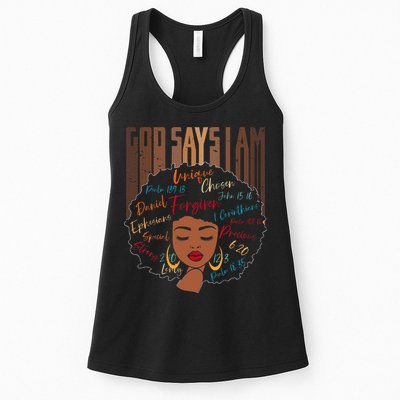 Black Girl God Says I Am Black Melanin History Month Pride Womens Tank Top