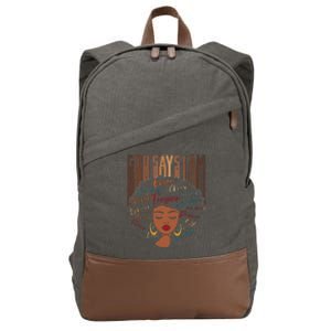 Black Girl God Says I Am Black Melanin History Month Pride Cotton Canvas Backpack