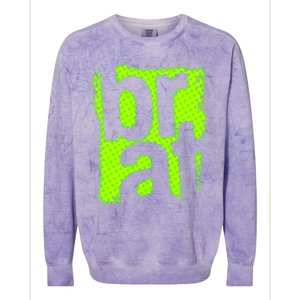 Brat Green Grunge Distressed Oversized Brat Oversized Colorblast Crewneck Sweatshirt