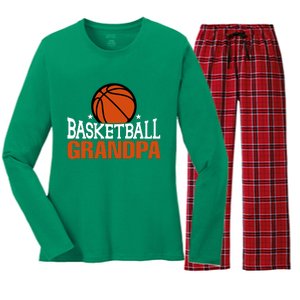 Basketball Grandpa Gift For Basketball Fan Sport Team Women's Long Sleeve Flannel Pajama Set 