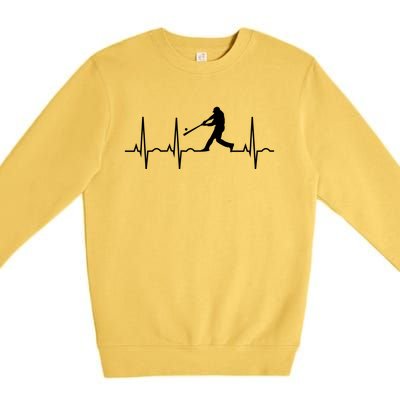 Baseball Great Gift Men Gift Baseball Player Heartbeat Gift Premium Crewneck Sweatshirt