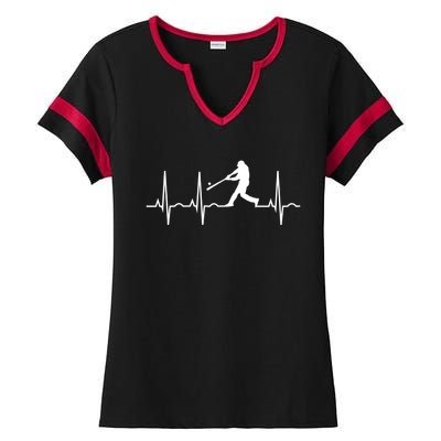 Baseball Great Gift Men Gift Baseball Player Heartbeat Gift Ladies Halftime Notch Neck Tee