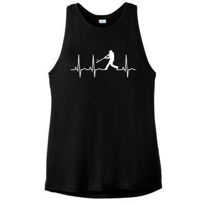 Baseball Great Gift Men Gift Baseball Player Heartbeat Gift Ladies PosiCharge Tri-Blend Wicking Tank