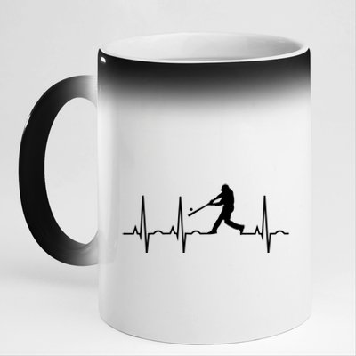 Baseball Great Gift Men Gift Baseball Player Heartbeat Gift 11oz Black Color Changing Mug