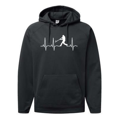 Baseball Great Gift Men Gift Baseball Player Heartbeat Gift Performance Fleece Hoodie