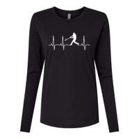 Baseball Great Gift Men Gift Baseball Player Heartbeat Gift Womens Cotton Relaxed Long Sleeve T-Shirt