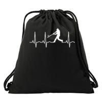 Baseball Great Gift Men Gift Baseball Player Heartbeat Gift Drawstring Bag