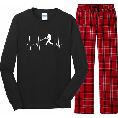 Baseball Great Gift Men Gift Baseball Player Heartbeat Gift Long Sleeve Pajama Set