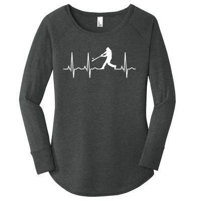 Baseball Great Gift Men Gift Baseball Player Heartbeat Gift Women's Perfect Tri Tunic Long Sleeve Shirt