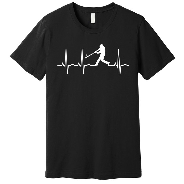 Baseball Great Gift Men Gift Baseball Player Heartbeat Gift Premium T-Shirt