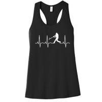 Baseball Great Gift Men Gift Baseball Player Heartbeat Gift Women's Racerback Tank