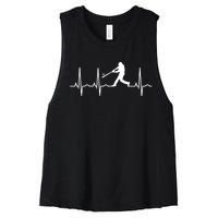 Baseball Great Gift Men Gift Baseball Player Heartbeat Gift Women's Racerback Cropped Tank