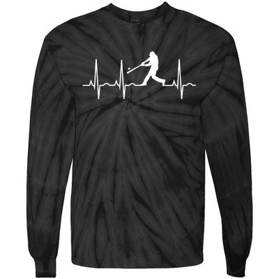 Baseball Great Gift Men Gift Baseball Player Heartbeat Gift Tie-Dye Long Sleeve Shirt