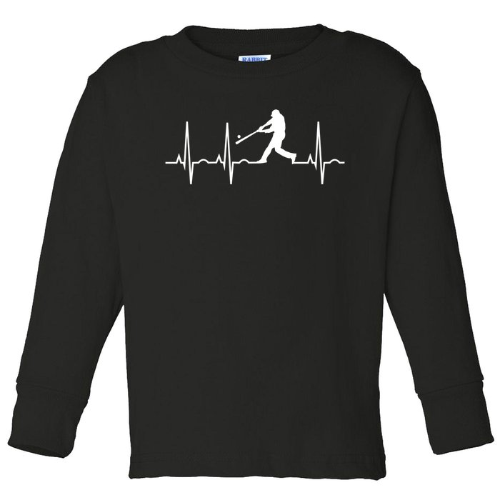 Baseball Great Gift Men Gift Baseball Player Heartbeat Gift Toddler Long Sleeve Shirt