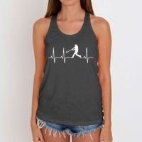 Baseball Great Gift Men Gift Baseball Player Heartbeat Gift Women's Knotted Racerback Tank