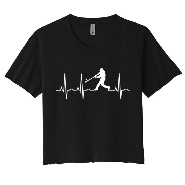 Baseball Great Gift Men Gift Baseball Player Heartbeat Gift Women's Crop Top Tee
