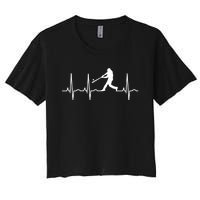 Baseball Great Gift Men Gift Baseball Player Heartbeat Gift Women's Crop Top Tee