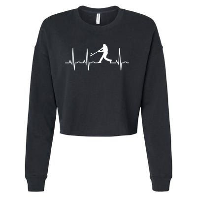 Baseball Great Gift Men Gift Baseball Player Heartbeat Gift Cropped Pullover Crew