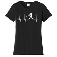 Baseball Great Gift Men Gift Baseball Player Heartbeat Gift Women's T-Shirt