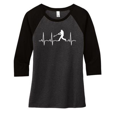 Baseball Great Gift Men Gift Baseball Player Heartbeat Gift Women's Tri-Blend 3/4-Sleeve Raglan Shirt