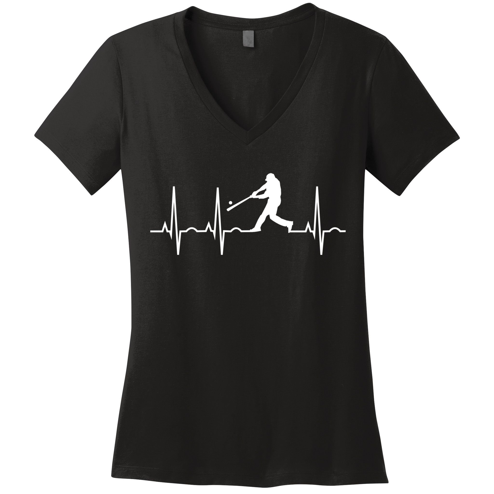 Baseball Great Gift Men Gift Baseball Player Heartbeat Gift Women's V-Neck T-Shirt