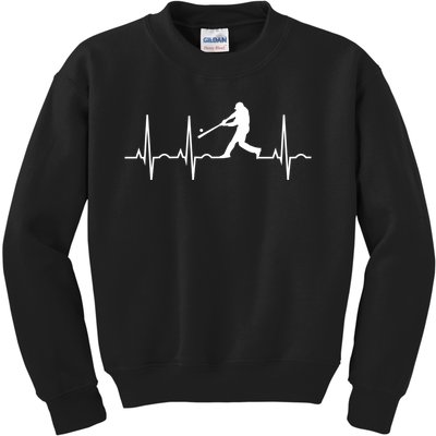 Baseball Great Gift Men Gift Baseball Player Heartbeat Gift Kids Sweatshirt