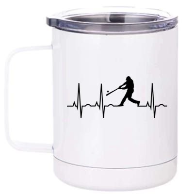 Baseball Great Gift Men Gift Baseball Player Heartbeat Gift 12 oz Stainless Steel Tumbler Cup