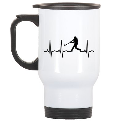 Baseball Great Gift Men Gift Baseball Player Heartbeat Gift Stainless Steel Travel Mug