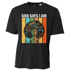 Black Girl God Says I Am Black Melanin Junenth Cooling Performance Crew T-Shirt