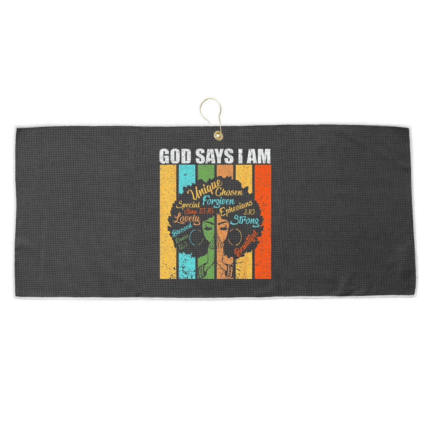 Black Girl God Says I Am Black Melanin Junenth Large Microfiber Waffle Golf Towel