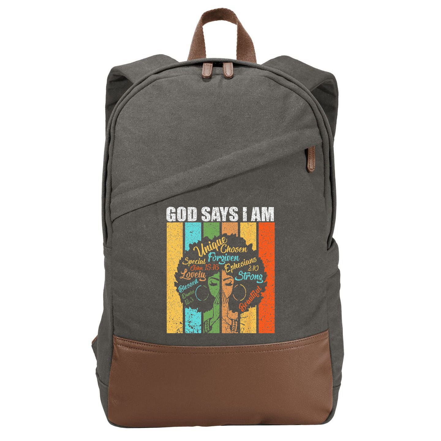 Black Girl God Says I Am Black Melanin Junenth Cotton Canvas Backpack