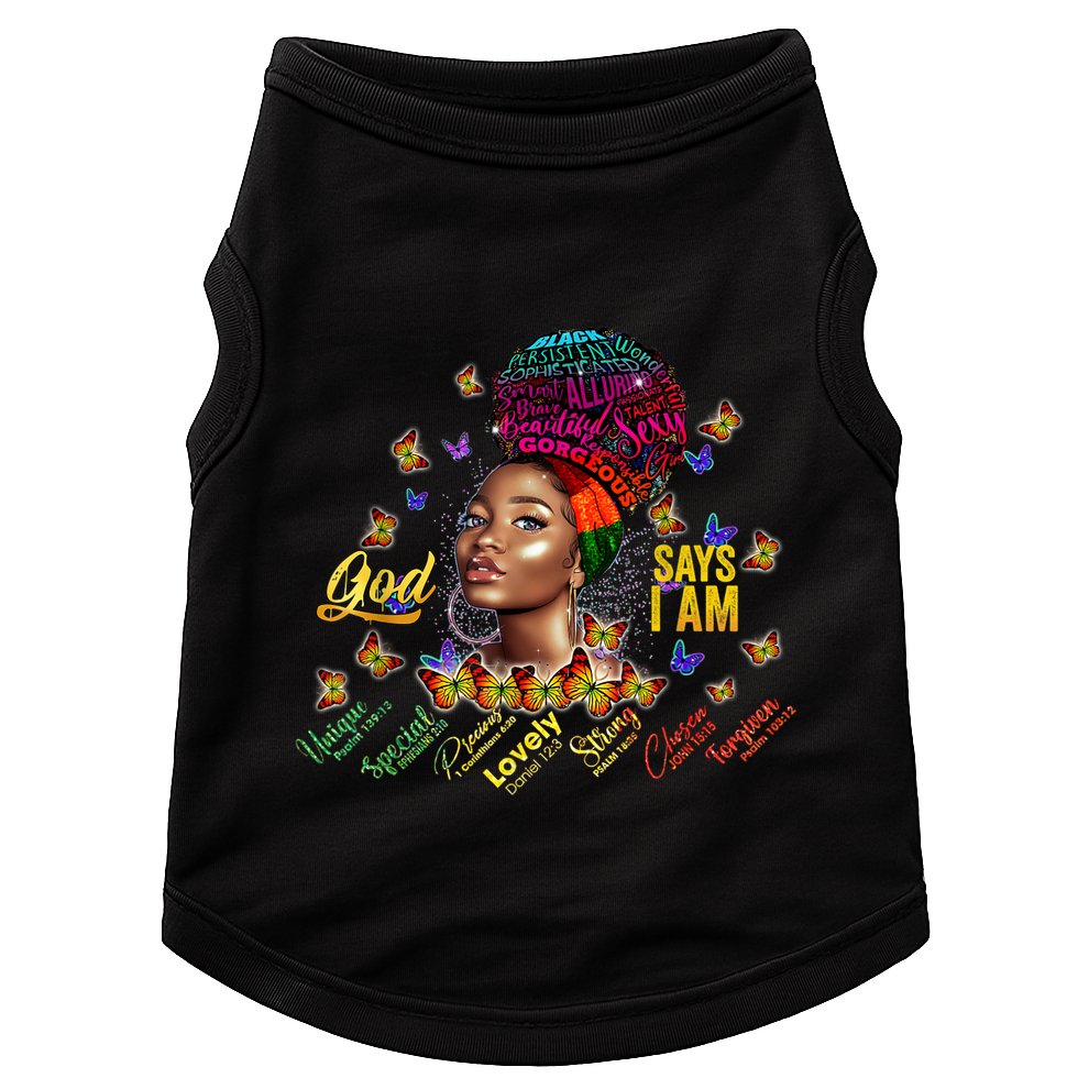 Black Girl God Says I Am Black Melanin History Month Pride Doggie Tank