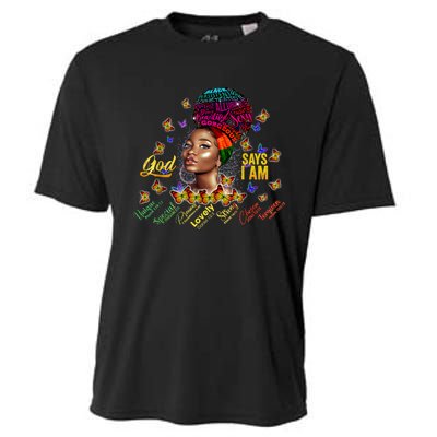 Black Girl God Says I Am Black Melanin History Month Pride Cooling Performance Crew T-Shirt