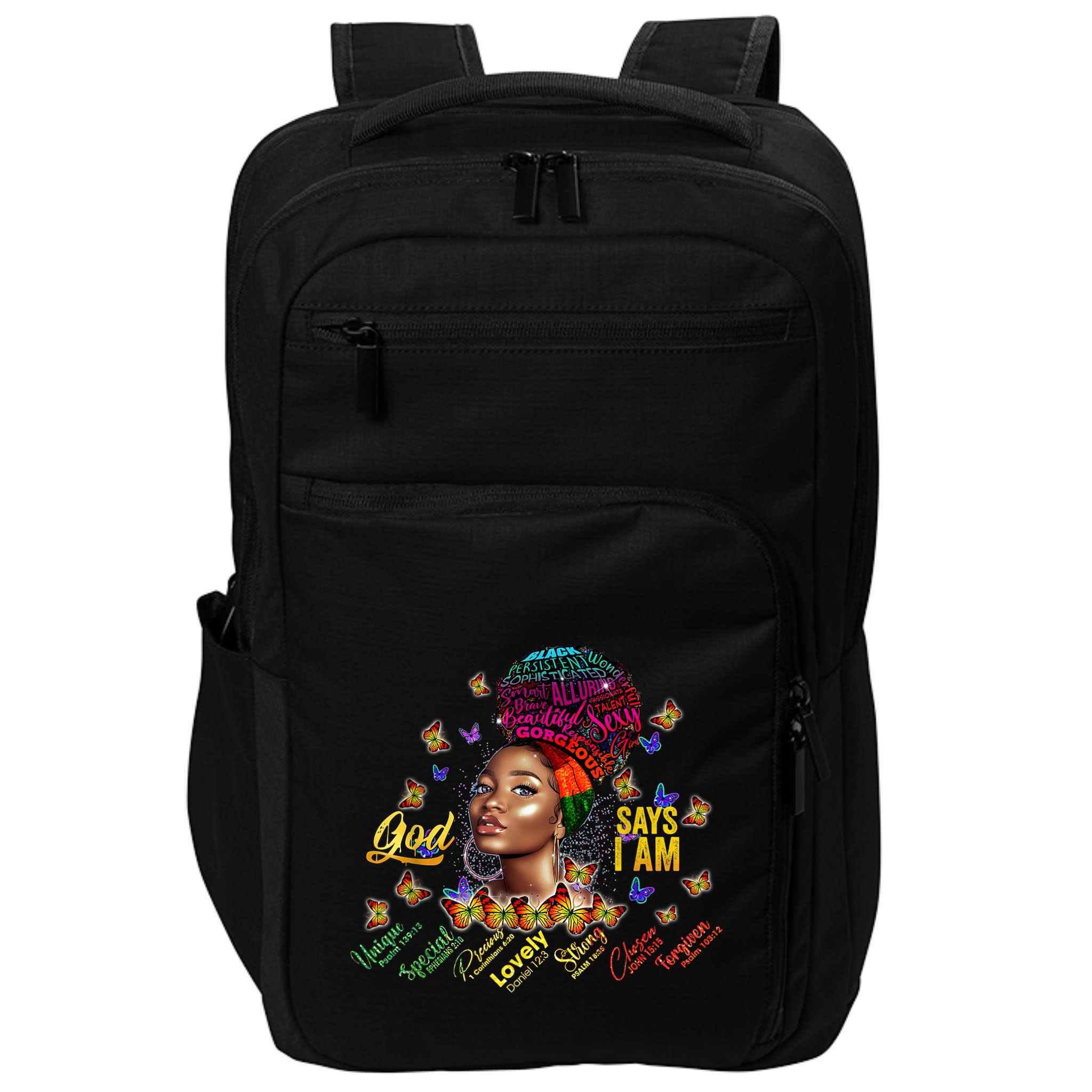 Black Girl God Says I Am Black Melanin History Month Pride Impact Tech Backpack