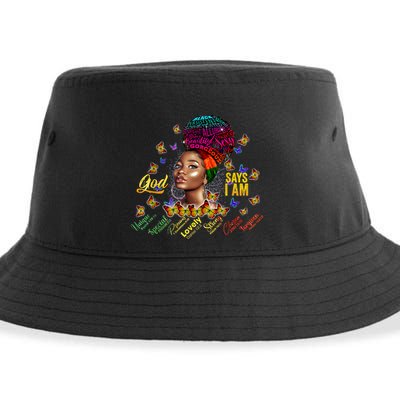 Black Girl God Says I Am Black Melanin History Month Pride Sustainable Bucket Hat