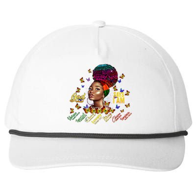 Black Girl God Says I Am Black Melanin History Month Pride Snapback Five-Panel Rope Hat