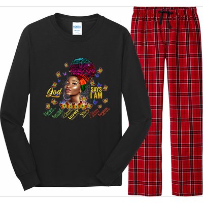 Black Girl God Says I Am Black Melanin History Month Pride Long Sleeve Pajama Set