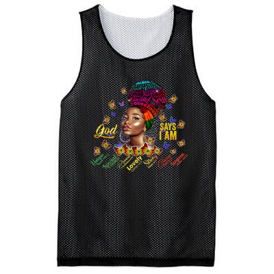 Black Girl God Says I Am Black Melanin History Month Pride Mesh Reversible Basketball Jersey Tank