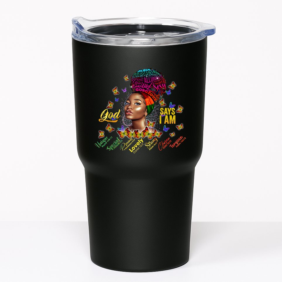 Black Girl God Says I Am Black Melanin History Month Pride Tumbler