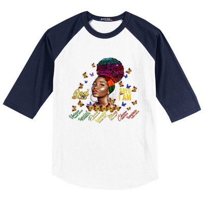 Black Girl God Says I Am Black Melanin History Month Pride Baseball Sleeve Shirt